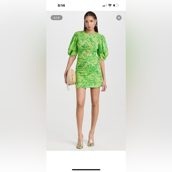 Chic Green and Yellow Mini Dress - Picture 4 of 8